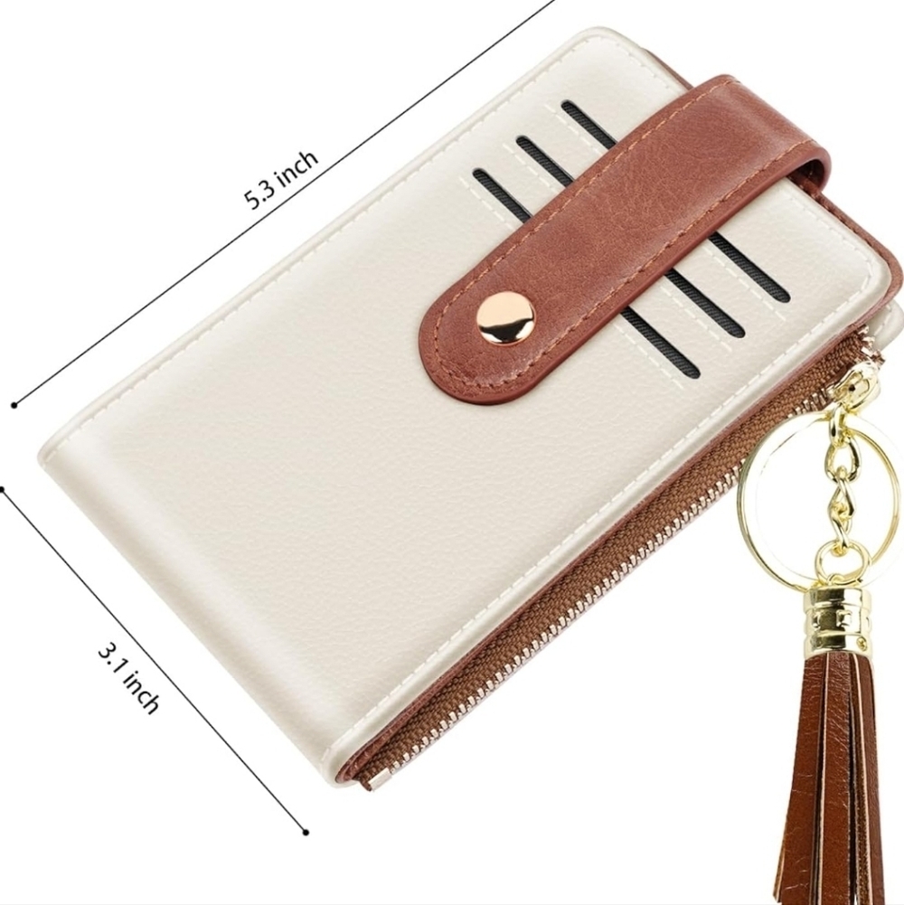 Cream and Brown Wallet with Tassel